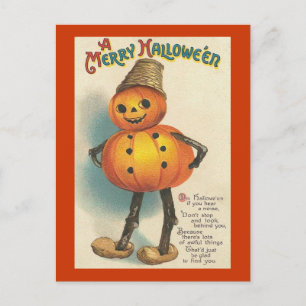Cartes Pour Fêtes Annuelles Une joyeuse figure de Citrouille Halloween