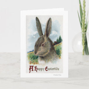 Cartes Pour Fêtes Annuelles Une joyeuse scène de lapin gris Eastertide