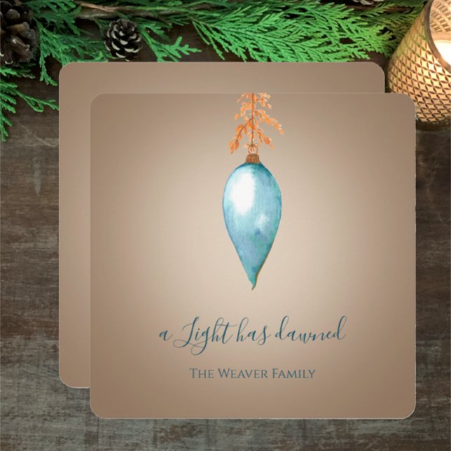 Cartes Pour Fêtes Annuelles Une Lumière Est Apparue | Noël personnalisé Waterc (Personalize this unique hand painted watercolor Christian Christmas card. A light has dawned.
)