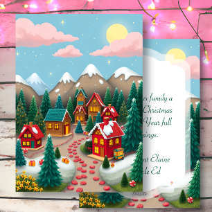 Cartes Pour Fêtes Annuelles Une mignonne ville Whimsical de Noël