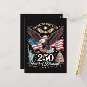 Cartes Pour Fêtes Annuelles Une nation sous Dieu 250 ans