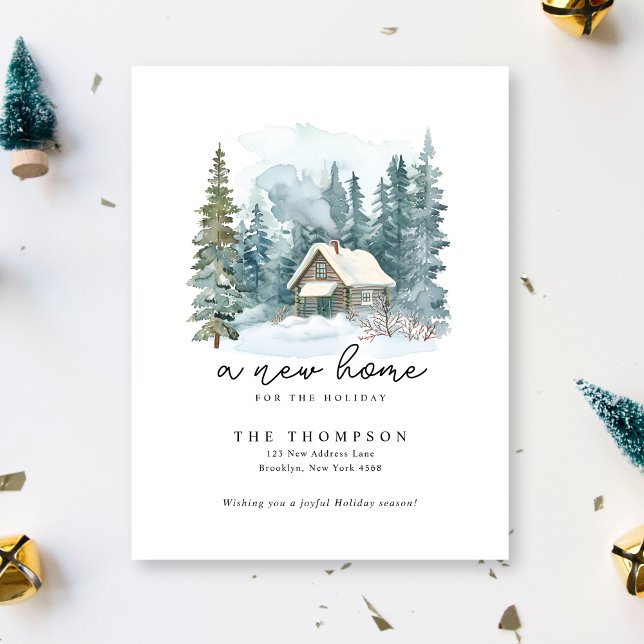 Cartes Pour Fêtes Annuelles Une nouvelle maison écriture calligraphie mouvemen (Créateur téléchargé)