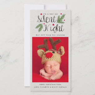 Cartes Pour Fêtes Annuelles Une nuit pas si silencieuse   Nouveau bébé photo d