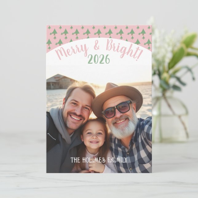 Cartes Pour Fêtes Annuelles Une photo Cuisine de famille de Noël rose (Debout devant)
