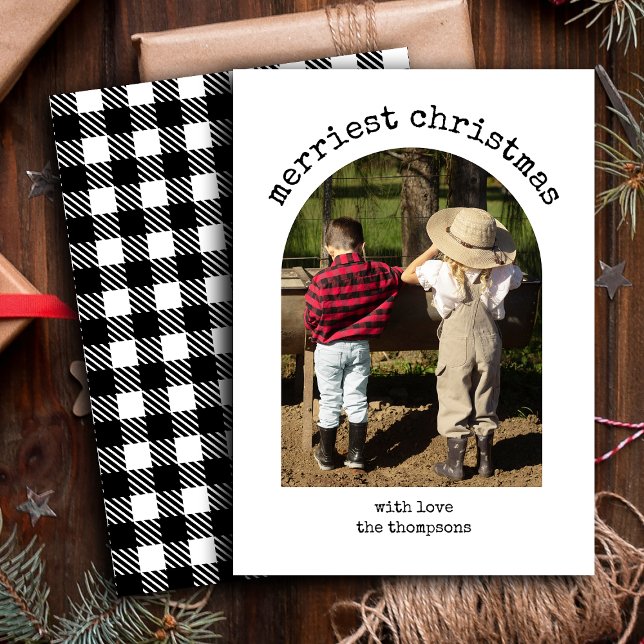 Cartes Pour Fêtes Annuelles Une photo moderne minimaliste Arc simple Noël (Créateur téléchargé)