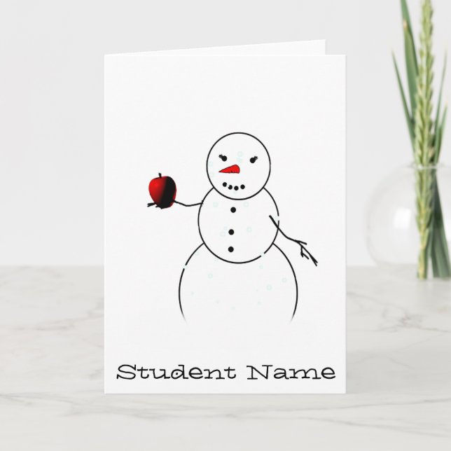 Cartes Pour Fêtes Annuelles Une pomme pour l'enseignant de Little Snowman (Devant)