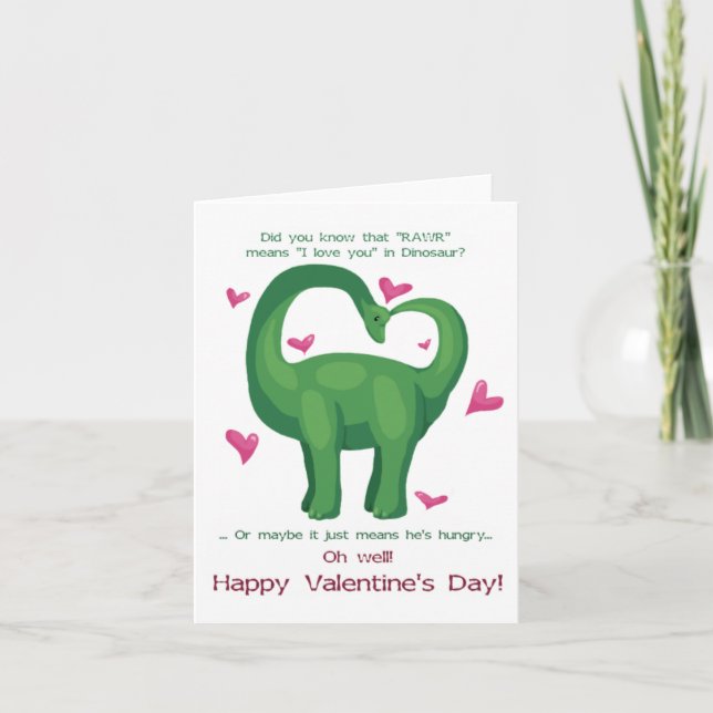 Cartes Pour Fêtes Annuelles Une Saint-Valentin Dinosaure (Devant)