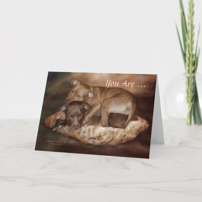 Cartes Pour Fêtes Annuelles Une Saint-Valentin latérale Pitbulls-Douce ArtCard (Devant)