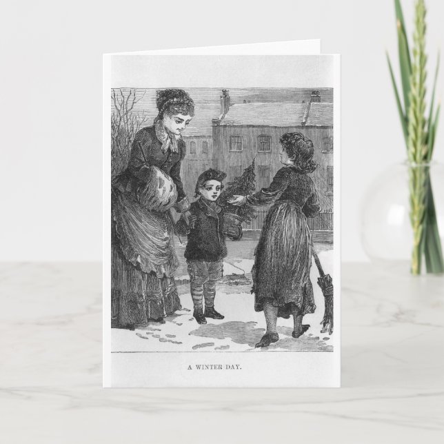 Cartes Pour Fêtes Annuelles Une scène de Noël victorienne de jour d'hiver (Devant)