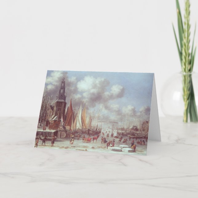 Cartes Pour Fêtes Annuelles Une scène d'hiver à Amsterdam (Devant)