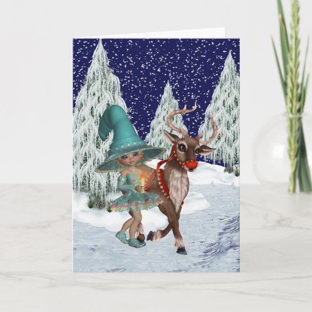 Cartes Pour Fêtes Annuelles Une sorcière de Noël (Devant)
