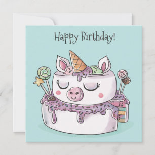 Cartes Pour Fêtes Annuelles Unicorn Cake Joyeux anniversaire