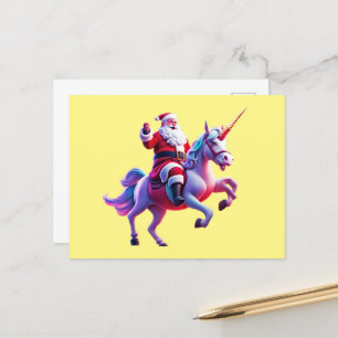 Cartes Pour Fêtes Annuelles Unicorn équitation Père Noël