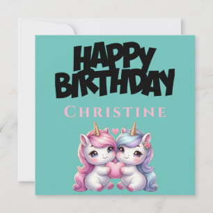 Cartes Pour Fêtes Annuelles Unicorn Girly Happy Birthday Card