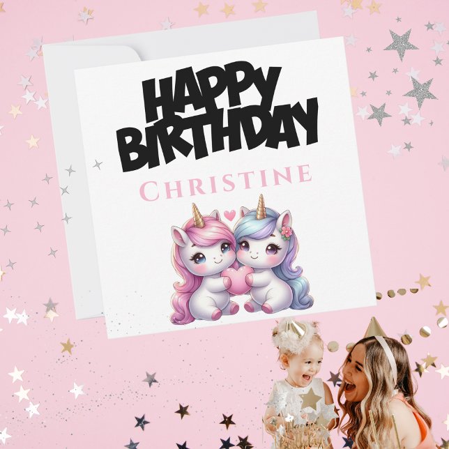 Cartes Pour Fêtes Annuelles Unicorn Girly Happy Birthday Card (Unicorn Girly Happy Birthday Card)