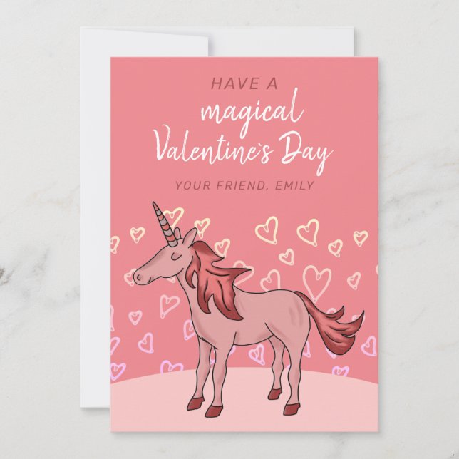 Cartes Pour Fêtes Annuelles Unicorn Heart Kids Classroom Saint Valentin (Devant)