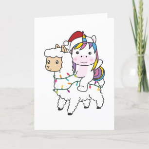 Cartes Pour Fêtes Annuelles Unicorn Llama Christmas Snow Winter Animals