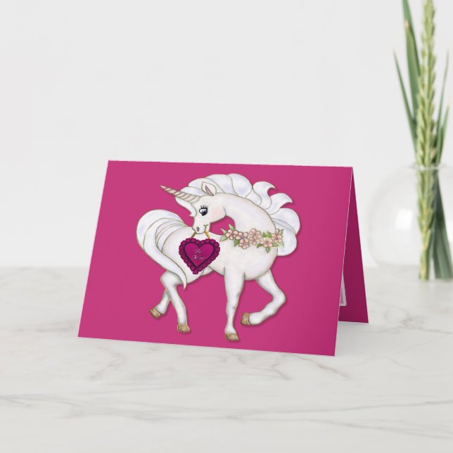 Cartes Pour Fêtes Annuelles Unicorn Magie Saint Valentin Voeux (Devant)