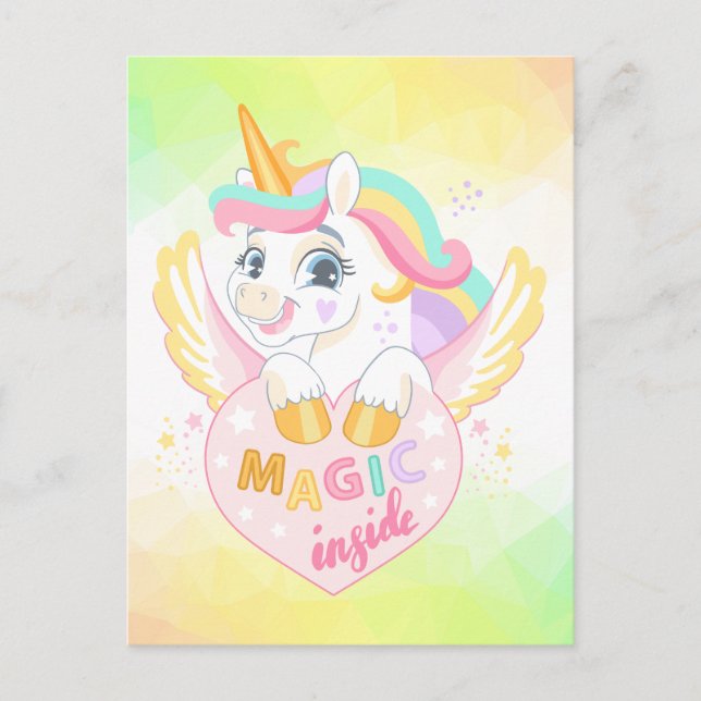 Cartes Pour Fêtes Annuelles Unicorn printemps magique licornes vacances d'été (Devant)