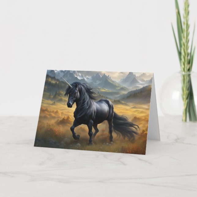 Cartes Pour Fêtes Annuelles Unicorne (Devant)