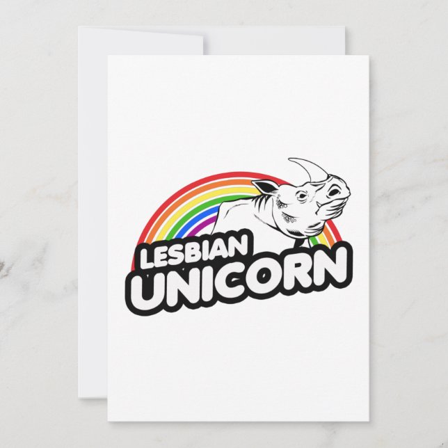 Cartes Pour Fêtes Annuelles Unicorne lesbienne arc-en-ciel (Devant)
