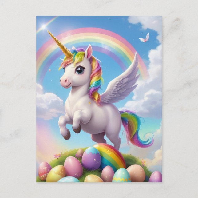 Cartes Pour Fêtes Annuelles Unicorne magique de Pâques (Devant)