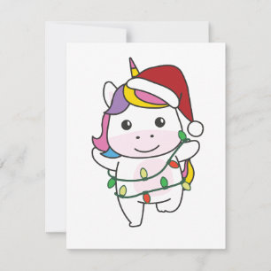 Cartes Pour Fêtes Annuelles Unicorne Noël Animaux d'hiver de vacances Unicorne