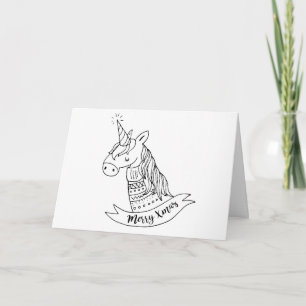 Cartes Pour Fêtes Annuelles Unicorne rétro tout heureux toujours