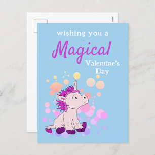 Cartes Pour Fêtes Annuelles Unicorne rose Magique Saint Valentin`s Day