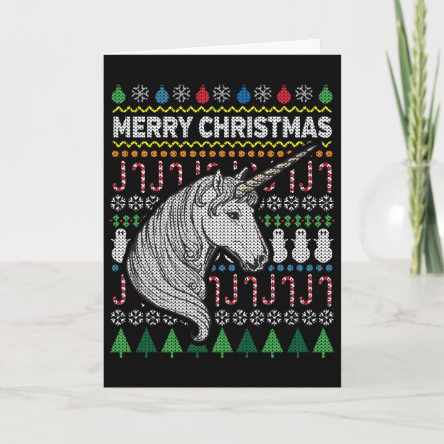 Cartes Pour Fêtes Annuelles Unicorne Ugly Christmas Sweat Wildlife Series (Devant)