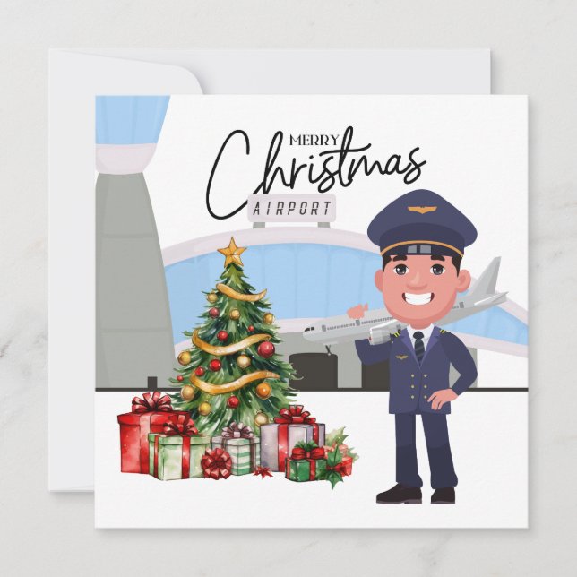 Cartes Pour Fêtes Annuelles Uniforme pilote avec thème de Noël (Devant)