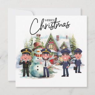 Cartes Pour Fêtes Annuelles Uniforme pilote avec thème de Noël