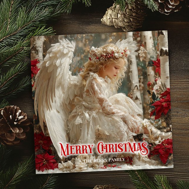 Cartes Pour Fêtes Annuelles Unique angelic angel red gold festive beautiful   (Unique angelic angel red gold festive beautiful card)
