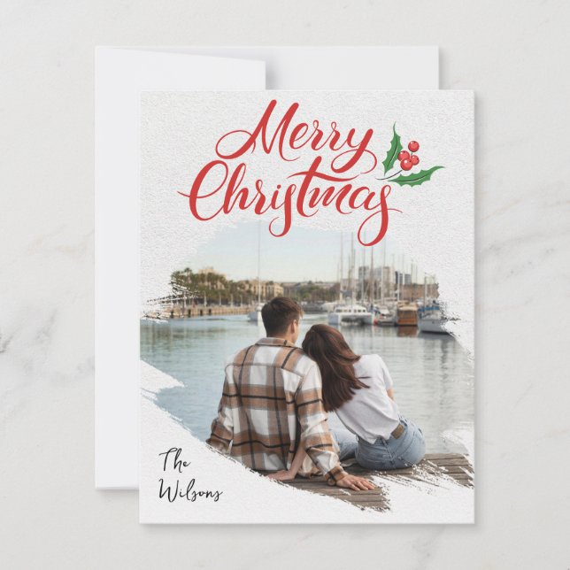 Cartes Pour Fêtes Annuelles Unique Couple Photo Joyeux Noël (Devant)