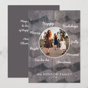 Cartes Pour Fêtes Annuelles Unique Noël en bois rustique Photo de famille Fête