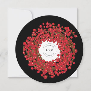 Cartes Pour Fêtes Annuelles Unique Red Berries Wreath Your Logo Va ici Hol