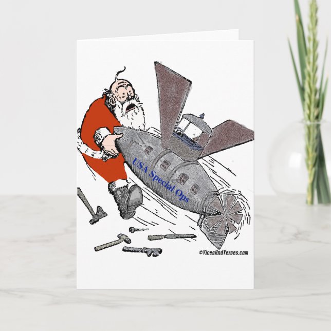 Cartes Pour Fêtes Annuelles US Special Ops Steampuning Père Noël (Devant)