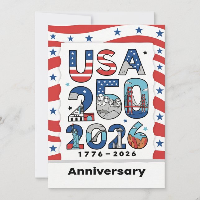 Cartes Pour Fêtes Annuelles USA 250 Anniversary Patriotic American History (Devant)