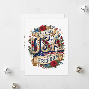 Cartes Pour Fêtes Annuelles USA 250 Ans de Liberté Florale Américaine