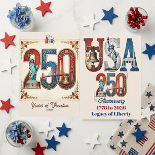 Cartes Pour Fêtes Annuelles USA 250e anniversaire Patrimoine Américain Rétro R