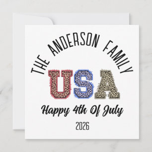 Cartes Pour Fêtes Annuelles USA Cheetah Imprimer Nom de la réunion personnalis