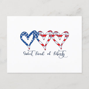 Cartes Pour Fêtes Annuelles USA Drapeau Patriotique Coeurs 4 juillet Sweet Lan