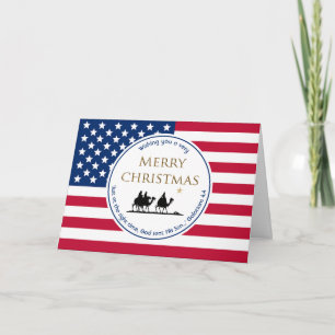 Cartes Pour Fêtes Annuelles USA DRAPEAU Trois Sages Écritures NOËL