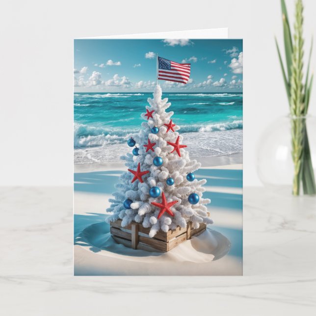 Cartes Pour Fêtes Annuelles USA Flag Christmas Tree (Devant)