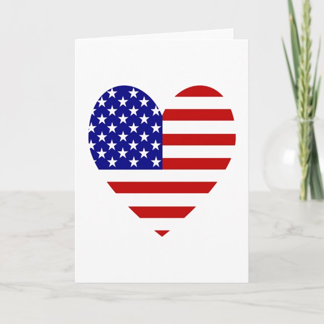 Cartes Pour Fêtes Annuelles USA Flag Heart Valentine (Devant)