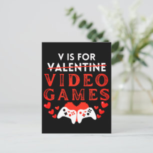 Cartes Pour Fêtes Annuelles V est pour jeux vidéo drôle Saint-Valentin gamer