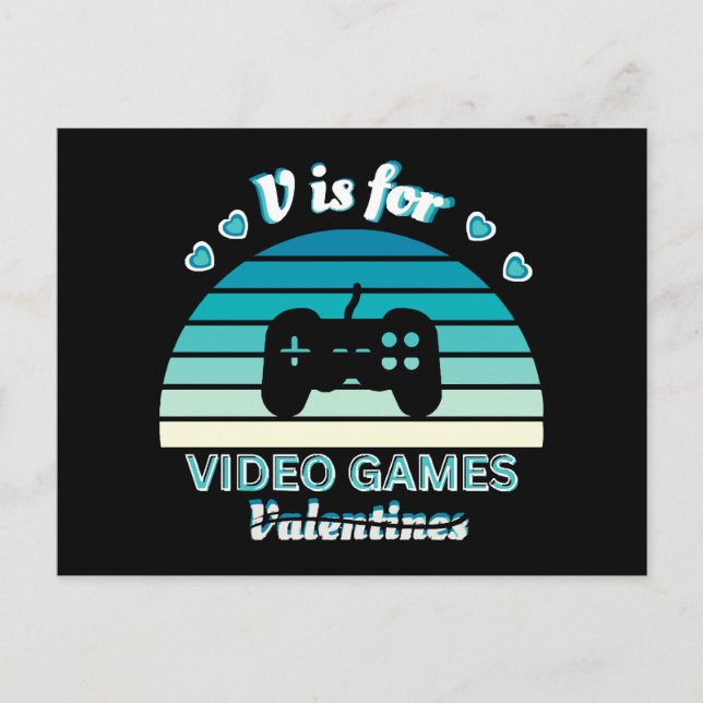 Cartes Pour Fêtes Annuelles V pour Jeux Vidéo pas Valentines - Funny Retro Col (Devant)