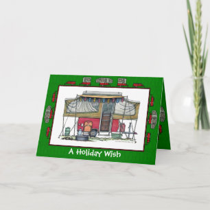 Cartes Pour Fêtes Annuelles Vacances Camper Trailer Vintage Pop Up