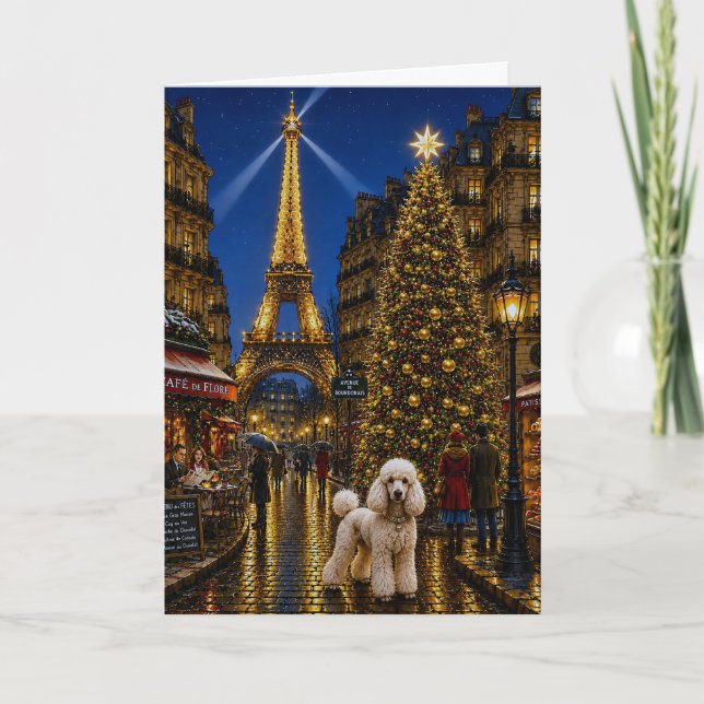 Cartes Pour Fêtes Annuelles Vacances Caniche  (Devant)