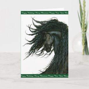 Cartes Pour Fêtes Annuelles Vacances Cheval Salutations Friesian par Bihrle